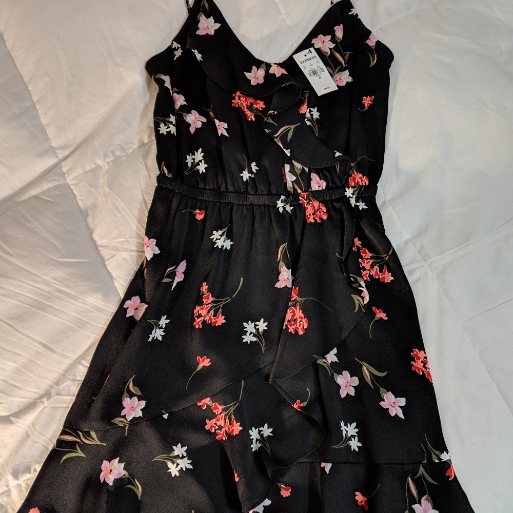 Express black floral dress